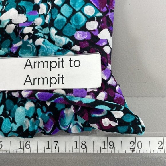 Laundry by Shelli Segal Midi Dress V Neck Polka Dots Blue Purple Size 10 - Picture 14 of 16